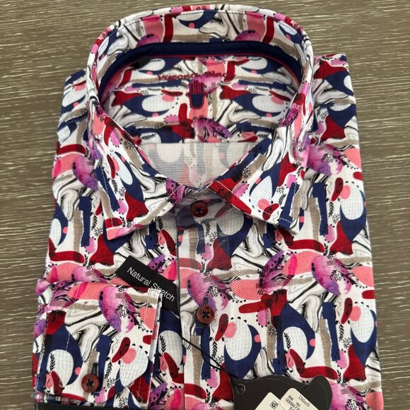 TALL MENS XLT Visconti Black Print Shirt XLT New with Tag - Picture 2 of 3